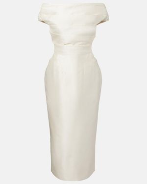 Rachel Gilbert Vestido De Coctel Bronte En Mezcla De Lana Y Seda - Blanco