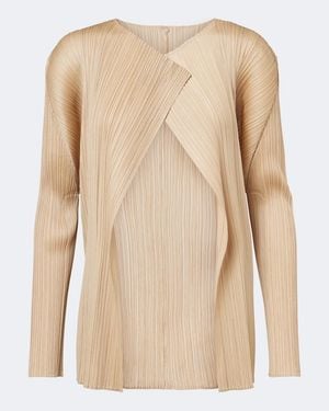 Pleats Please Issey Miyake Monthly Colors: October Cardigan - Natur