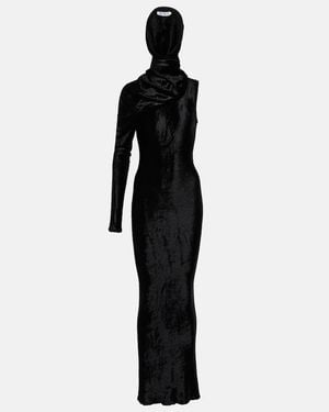 Alaïa Hooded Asymmetric Gown - Black
