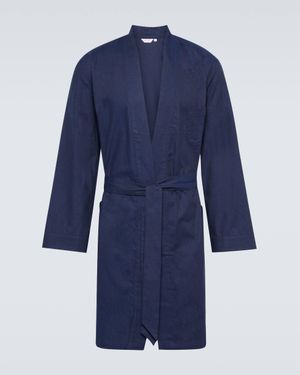 Derek Rose Peignoir Balmoral en coton - Bleu