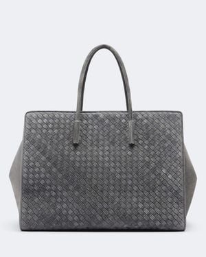 Bottega Veneta Bolso Barbara Large De Ante Intrecciato - Gris