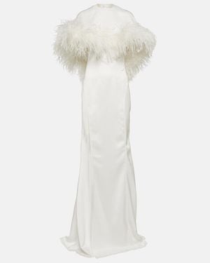 The Attico Feather-Trimmed Gown - White