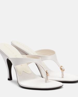 Herbert Levine Kiss And Tell Embellished Satin Thong Sandals - White