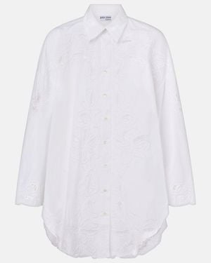 Juliet Dunn Broderie Anglaise Cotton Poplin Shirt - White