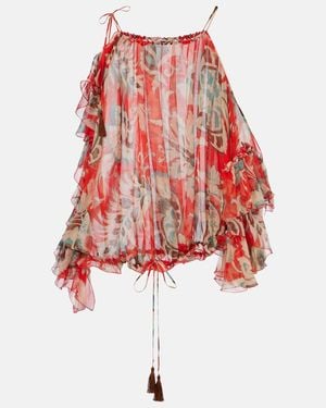 Etro One-Shoulder-Top Aus Seidenchiffon - Rot