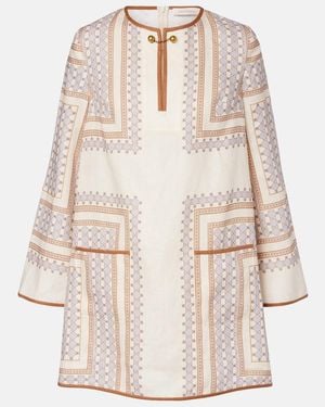 Zimmermann Printed Linen Minidress - Natural