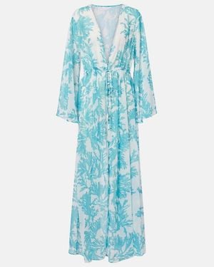Alexandra Miro Chloe Floral Georgette Kaftan - Blue