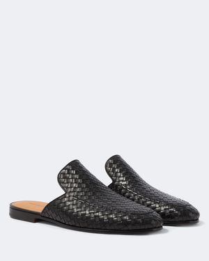 Magnanni Woven Leather Mules - Black