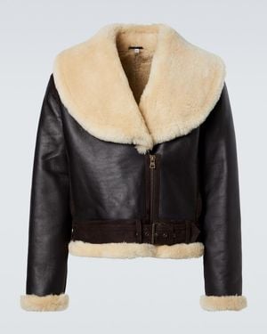 JW Anderson Shearling-Trimmed Leather Jacket - Black