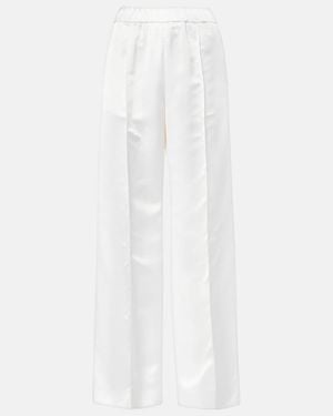 Jil Sander High-Rise Satin Wide-Leg Trousers - White