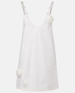 Area Embellished Floral-Applique Minidress - White