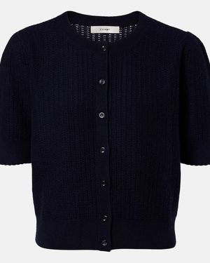 FRAME Ladder Pointelle Cashmere Cardigan - Blue