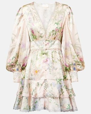 CAMILLA Crystal-Embellished Silk Minidress - Natural