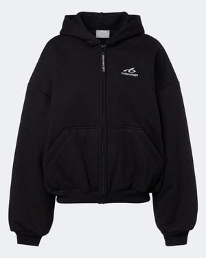 Balenciaga Sudadera De Esqui Con Capucha De Algodon - Negro