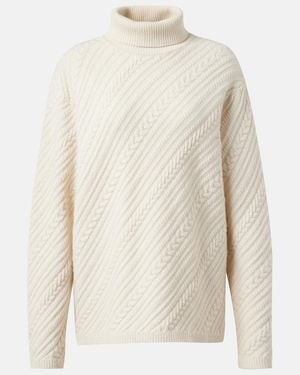 JOSEPH Cable-Knit Wool Turtleneck Sweater - White