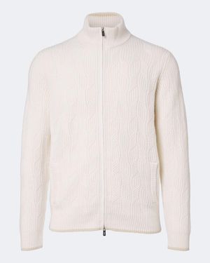 Fedeli Pullover Mit Reissverschluss Aus Kaschmir - Weiß