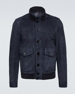 Tom Ford Suede Bomber Jacket - Blue