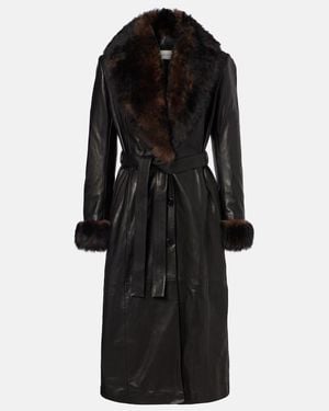 Nour Hammour Ledermantel Baez Mit Shearling - Schwarz