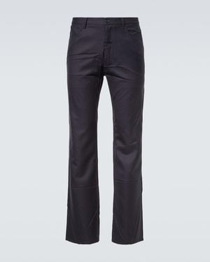 Balenciaga Pinstripe Wool Straight Trousers - Blue