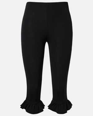 Jacquemus Pantalones Capri Playa De Jersey Con Volantes - Negro