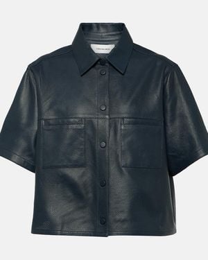 Yves Salomon Oversized Leather Shirt - Blue