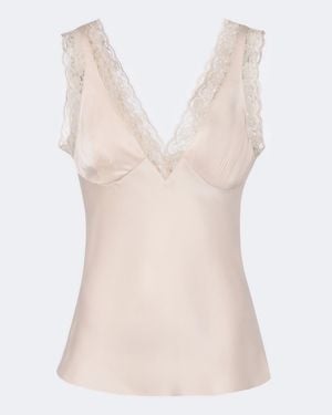 Posse Blake Lace-Trimmed Silk Satin Top - Pink
