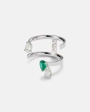 Repossi Serti Sur Vide 18Kt Ring With Diamonds And Emerald - White