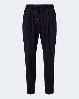 Dolce & Gabbana Pinstripe Wool-Blend Straight Trousers - Blue