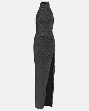 Balmain Rhinestone-Embellished Velvet Maxi Dress - White