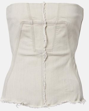 Rick Owens Strapless Denim Top - Natural