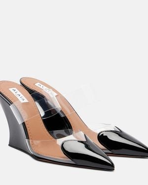 Alaïa Le Cour 90 Pu And Leather Wedge Mules - Brown