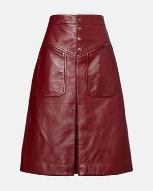 Chloé Leather Midi Skirt - Red