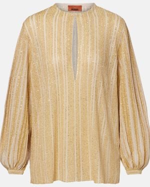 Missoni Top Aus Haekelstrick Mit Pailletten - Natur