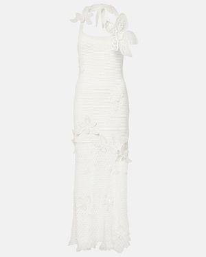 Oscar de la Renta Crochet Cotton Maxi Dress - White