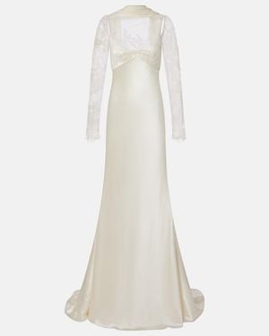 Danielle Frankel Bridal Esme Lace-Trimmed Silk And Wool Gown - White