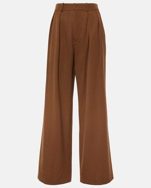 Wardrobe NYC Low-Rise Wool Wide-Leg Trousers - Brown