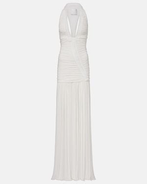 Christopher Esber Bridal Orion Ruched Halterneck Gown - White