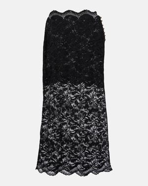 Rabanne Floral Lace Midi Skirt - Black