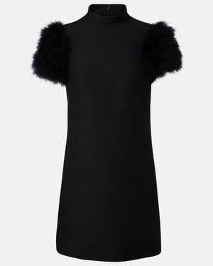 Valentino Crepe Couture Feather-Trimmed Minidress - Black