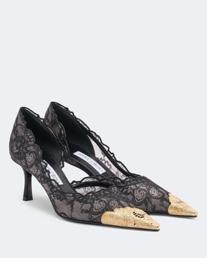 Jimmy Choo Faiz Leather-Trimmed Lace Pumps - Black