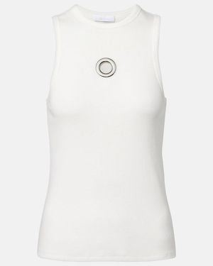 Rabanne Embellished Cotton-Blend Tank Top - White