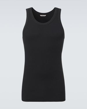 AURALEE Ribbed-Knit Cotton Tank Top - Black