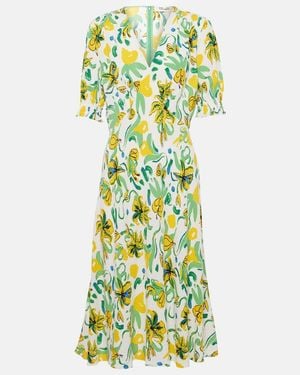Diane von Furstenberg Jemma Floral Crepe Midi Dress - Green
