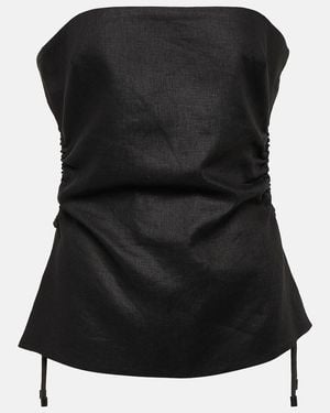 SIR. Josefina Strapless Linen Top - Black