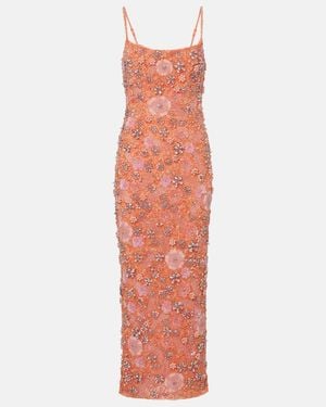 Rachel Gilbert Francesca Embellished Floral Gown - Orange