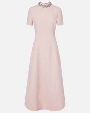 Valentino Crepe Couture Embellished Midi Dress - Pink