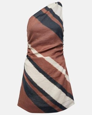 Faithfull the Brand Marga Gathered Linen Minidress - Brown