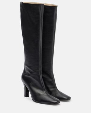 The Row Mona Leather Knee-High Boots - Black