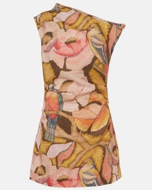 SIR. Vestido Corto Talulah De Lino Floral - Multicolor