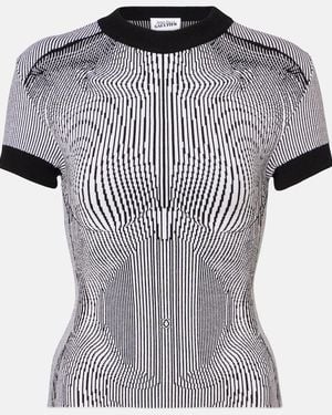 Jean Paul Gaultier Morphing Pinstripe Jacquard Jersey Top - Black